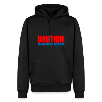 Caution Does Not Play Well With Others 49 - Men’s Premium Organic Hoodie - black - Front - Nico (187cm)