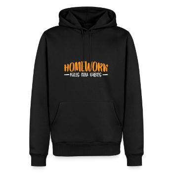 Les devoirs tuent mes vibrations 4 - Sweat à capuche Premium bio Homme - noir - Devant - Nico (187cm)