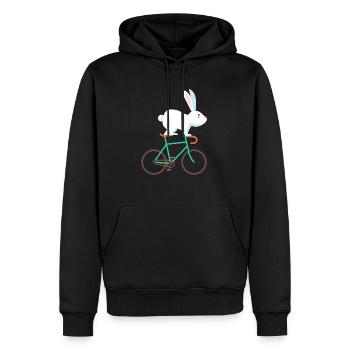 HASE FAHRRAD LUSTIGE IDEE KINDER MOUNTAINBIKER - Männer Premium Bio Hoodie - Schwarz - Vorne - Nico (187cm)