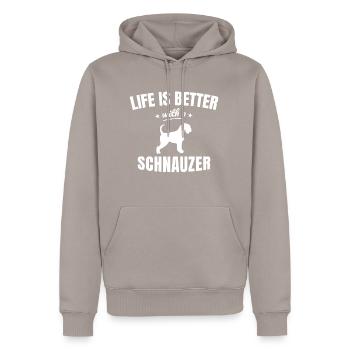 Schnauzer - Männer Premium Bio Hoodie - Taupe - Vorne - Nico (187cm)