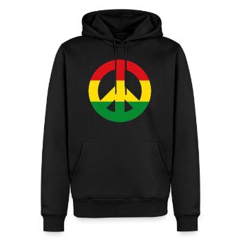 Signe de paix reggae - Sweat à capuche Premium bio Homme - noir - Devant - Nico (187cm)