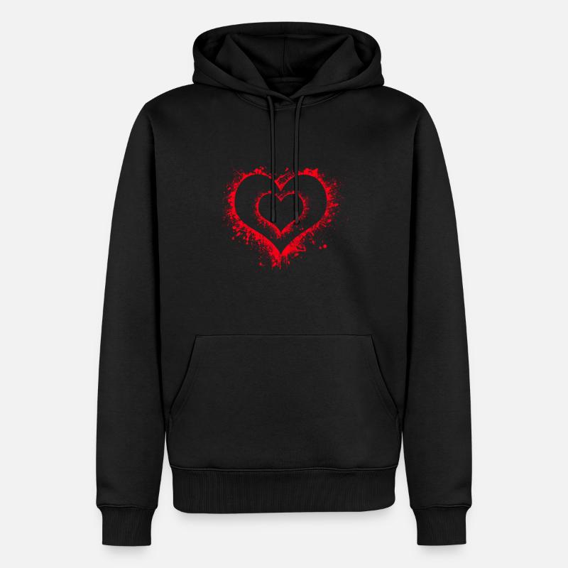 Herz in Herz, Geschenkidee - Männer Premium Bio Hoodie - Schwarz