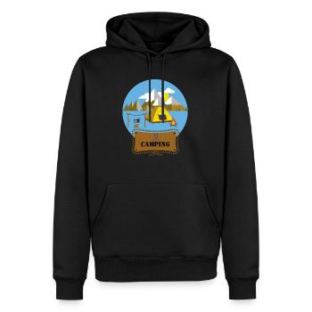 Flat Design Outdoor Camping Campfire Tent Mountains - Men’s Premium Organic Hoodie - black - Front - Nico (187cm)