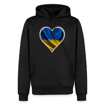 Ukraine Herz Design - Männer Premium Bio Hoodie - Schwarz - Vorne - Nico (187cm)