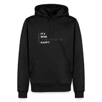 Bier macht glücklich Geschenkidee - Männer Premium Bio Hoodie - Schwarz - Vorne - Nico (187cm)