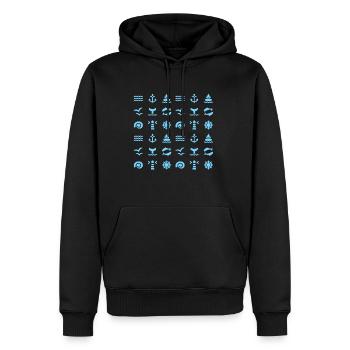 Idée cadeau de t-shirt bateau mouette - Sweat à capuche Premium bio Homme - noir - Devant - Nico (187cm)