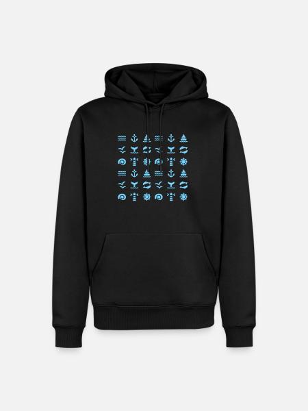 Anker Wasser Möwe Schiff T-Shirt Geschenkidee - Männer Premium Bio Hoodie - Schwarz