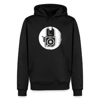 Kamera Stencil schwarz Geschenk - Männer Premium Bio Hoodie - Schwarz - Vorne - Nico (187cm)