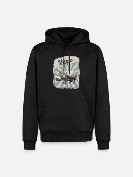 Hippos Nilpferde Flusspferde Hippopotamus Geschenk - Männer Premium Bio Hoodie - Schwarz