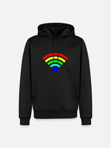 Regenbogen WLAN bunt - Männer Premium Bio Hoodie - Schwarz