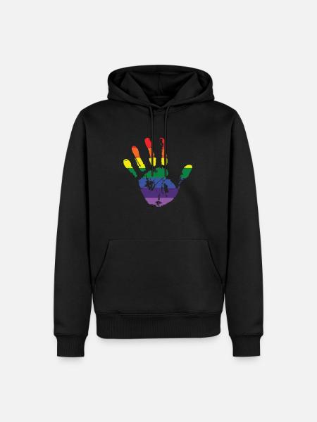 Rainbow hand handprint - Men’s Premium Organic Hoodie - black