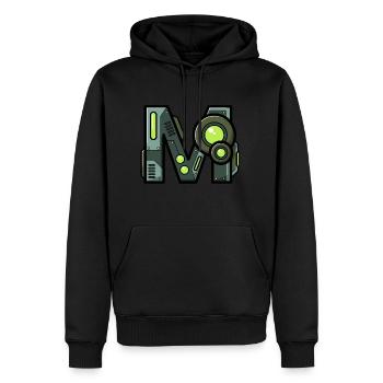 Buchstabe M Geschenk Name Roboter Technik nerd - Männer Premium Bio Hoodie - Schwarz - Vorne - Nico (187cm)