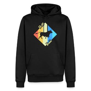 Taureau Bull vache rétro cadeau - Sweat à capuche Premium bio Homme - noir - Devant - Nico (187cm)