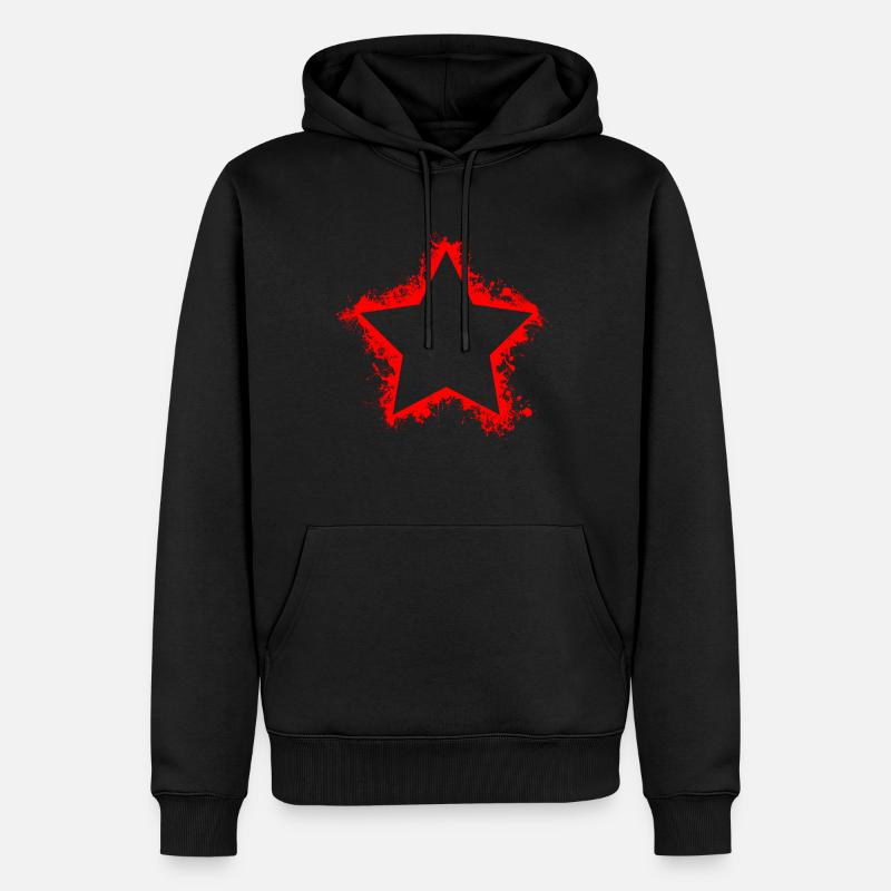 Roter Stern Splatter - Männer Premium Bio Hoodie - Schwarz
