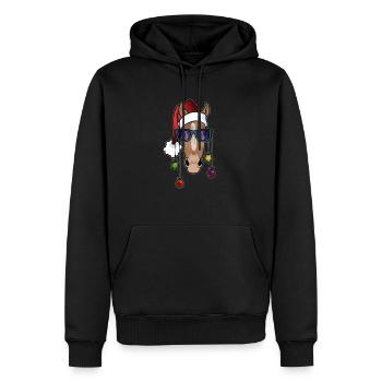 Pferde Reiten Reitsport Geschenk · Weihnachten - Männer Premium Bio Hoodie - Schwarz - Vorne - Nico (187cm)