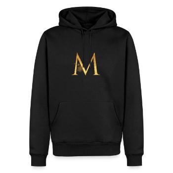 Lettre initiale M - Sweat à capuche Premium bio Homme - noir - Devant - Nico (187cm)