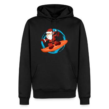 Weihnachten Weihnachtsmann Surfen - Geschenkidee - Männer Premium Bio Hoodie - Schwarz - Vorne - Nico (187cm)