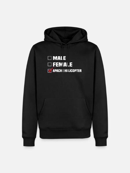 MALE FEMALE APACHE HELICOPTER - Männer Premium Bio Hoodie - Schwarz