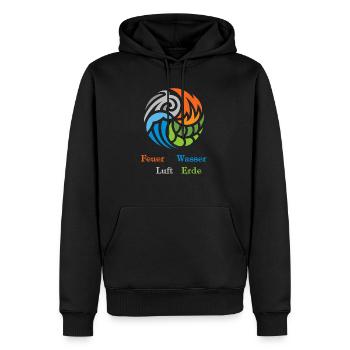 Les quatre éléments. Le feu, l’eau, l’air et la terre - Sweat à capuche Premium bio Homme - noir - Devant - Nico (187cm)