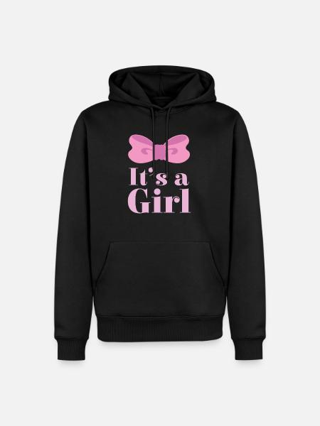 Gravidanza È una ragazza Fiocco Rosa - Felpa con cappuccio ecologica premium da uomo - nero