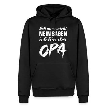 Ich muss nicht nein sagen ich bin der Opa! - Männer Premium Bio Hoodie - Schwarz - Vorne - Nico (187cm)