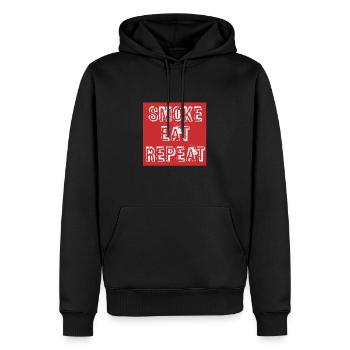 BBQ Grill SMOKE EAT RÉPÉTER - Sweat à capuche Premium bio Homme - noir - Devant - Nico (187cm)