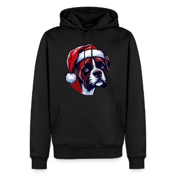 Niedlicher Boxerhund Xmas Eve Spirit - Männer Premium Bio Hoodie - Schwarz - Vorne - Nico (187cm)