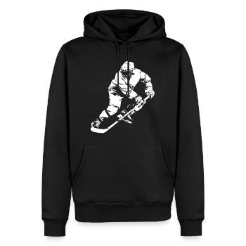Eishockeyspieler Zeichnung - Männer Premium Bio Hoodie - Schwarz - Vorne - Nico (187cm)