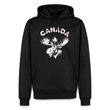 Drawing of a Canadian moose with maple leaves - Men’s Premium Organic Hoodie - black - Front - Nico (187cm)