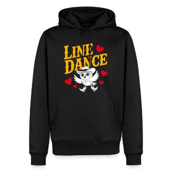 Linedance Eule mit Herzmotiven - Männer Premium Bio Hoodie - Schwarz - Vorne - Nico (187cm)