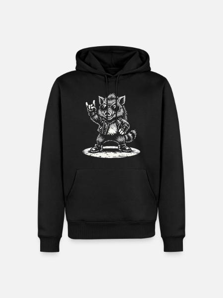 Retro Boar Rock Music Gift Funny - Men’s Premium Organic Hoodie - black
