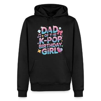 Papa des K-Pop Geburtstagskinds – Stolzer Vater - Männer Premium Bio Hoodie - Schwarz - Vorne - Nico (187cm)