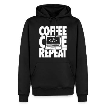 Coffee Code Repeat Programmer - Men’s Premium Organic Hoodie - black - Front - Nico (187cm)