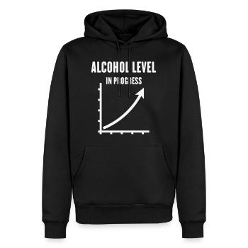 Alcohol Level In Progress (Drinking Team / White) - Männer Premium Bio Hoodie - Schwarz - Vorne - Nico (187cm)