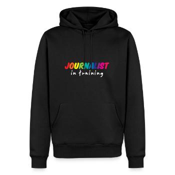 Journaliste en formation 4 - Sweat à capuche Premium bio Homme - noir - Devant - Nico (187cm)