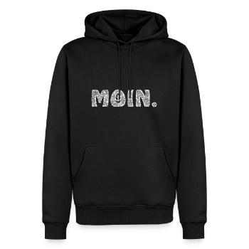 Moin. Hamburg Bremen Nordseeinsel Moin mit Anker - Männer Premium Bio Hoodie - Schwarz - Vorne - Nico (187cm)