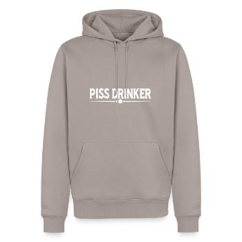 Piss Drinker 34 - Men’s Premium Organic Hoodie - taupe - Front - Nico (187cm)