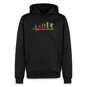 Vintage Heartbeat Skater Evolution Skateboarder - Men’s Premium Organic Hoodie - black - Front - Nico (187cm)