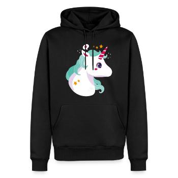 Licorne - Licorne - Licorne - Sweat à capuche Premium bio Homme - noir - Devant - Nico (187cm)