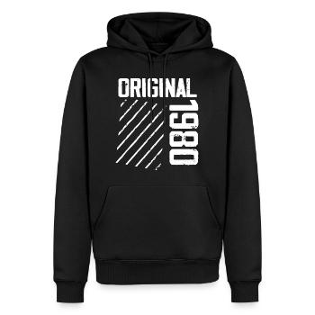 Original Retro-Geschenk zum 44. Jubiläum der 1980er Jahre - Männer Premium Bio Hoodie - Schwarz - Vorne - Nico (187cm)