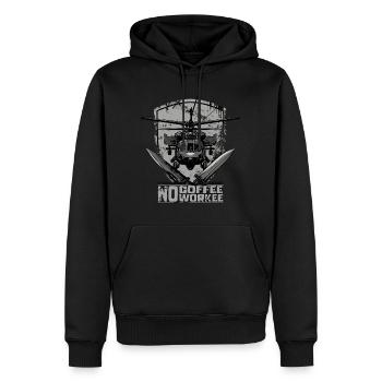 No Coffee No Workee Hubschrauber Badge - Männer Premium Bio Hoodie - Schwarz - Vorne - Nico (187cm)