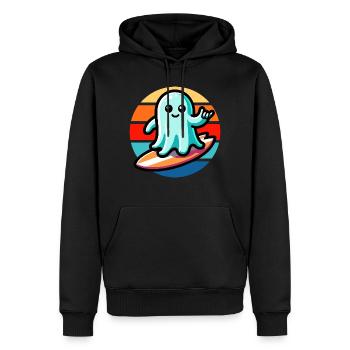 Geist Surfing Vintage Sunset - Männer Premium Bio Hoodie - Schwarz - Vorne - Nico (187cm)