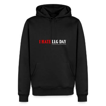 Je déteste la jambe Jour 7 - Sweat à capuche Premium bio Homme - noir - Devant - Nico (187cm)