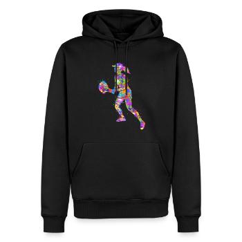 Joueur de tennis de padel coloré Padel de tennis - Sweat à capuche Premium bio Homme - noir - Devant - Nico (187cm)