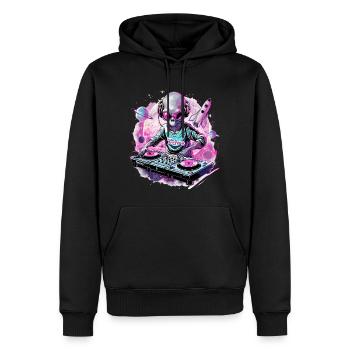 Techno DJ Alien Rave Dance Dancefloor - Männer Premium Bio Hoodie - Schwarz - Vorne - Nico (187cm)