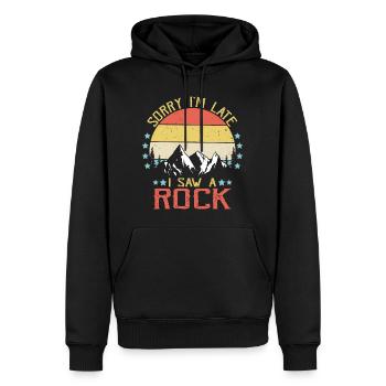 Geologie Tut mir leid, dass ich zu spät komme, ich habe einen Felsen-Rockhound gesehen - Männer Premium Bio Hoodie - Schwarz - Vorne - Nico (187cm)
