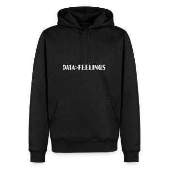 Les données sont plus grandes que les sentiments 2 - Sweat à capuche Premium bio Homme - noir - Devant - Nico (187cm)