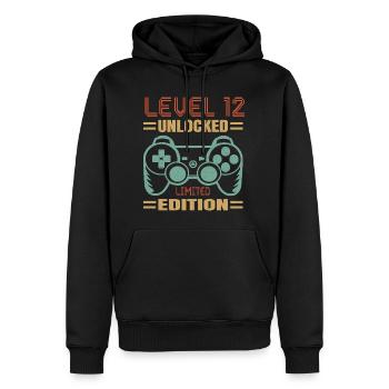 Geburtstag Level 12 freigeschaltet - Männer Premium Bio Hoodie - Schwarz - Vorne - Nico (187cm)