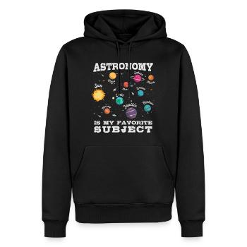 Astronomie ist mein Lieblingsthema, Sonnensystem - Männer Premium Bio Hoodie - Schwarz - Vorne - Nico (187cm)