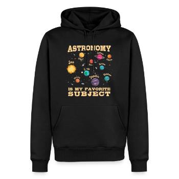Astronomie ist mein Lieblingsthema, Sonnensystem P - Männer Premium Bio Hoodie - Schwarz - Vorne - Nico (187cm)